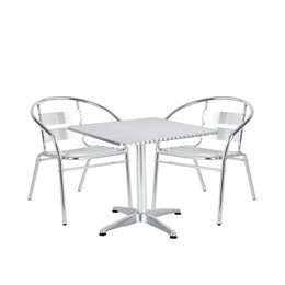 Σετ Τραπεζαρία Κήπου ArteLibre CALLISTO Αλουμίνιο Ασημί Με 2 Πολυθρόνες 14990102