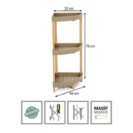 Ραφιέρα Δαπέδου Γωνιακή Πλαστική - Ξύλινη Χρώμα Φυσικό - Μπεζ 44x32x79εκ.