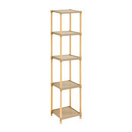 Ραφιέρα Δαπέδου Πλαστική - Ξύλινη Χρώμα Φυσικό - Μπεζ 28x25x137εκ.