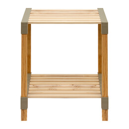 Τραπεζάκι Βοηθητικό - Κομοδίνο Ξύλινο - Πλαστικό Χρώμα Φυσικό - Μπεζ 41x33x45εκ.