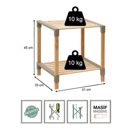 Τραπεζάκι Βοηθητικό - Κομοδίνο Ξύλινο - Πλαστικό Χρώμα Φυσικό - Μπεζ 41x33x45εκ.
