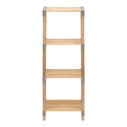 Ραφιέρα Δαπέδου Ξύλινη - Πλαστική Χρώμα Φυσικό - Μπεζ 41x33x113εκ.