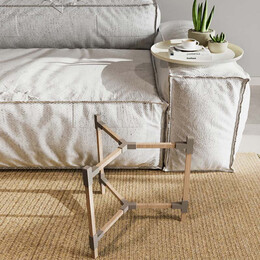 Τραπεζάκι Βοηθητικό Ξύλινο - Πλαστικό Χρώμα Μπεζ Φ46x53εκ.