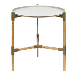 Τραπεζάκι Βοηθητικό Ξύλινο - Πλαστικό Χρώμα Μπεζ Φ46x53εκ.