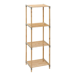 Ραφιέρα Δαπέδου Ξύλινη - Πλαστική Χρώμα Φυσικό - Μπεζ 38x30x116εκ.