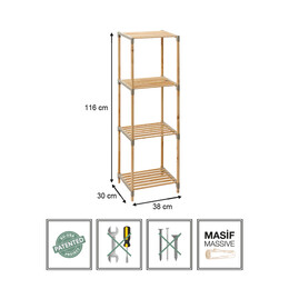 Ραφιέρα Δαπέδου Ξύλινη - Πλαστική Χρώμα Φυσικό - Μπεζ 38x30x116εκ.