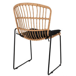 Καρέκλα Κήπου ArteLibre ALFENUS Φυσικό/Μαύρο Rattan/Μέταλλο 50x55x84cm