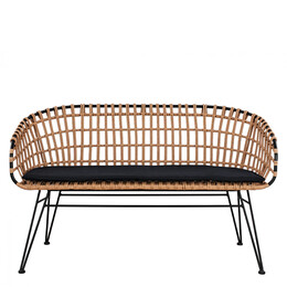 Καναπές Κήπου ArteLibre ARVENIUS Φυσικό/Μαύρο Rattan 124x57x77cm