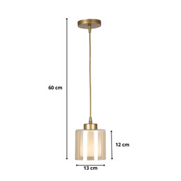 Φωτιστικό Οροφής Kenedy Megapap e27 Γυάλινο Μονόφωτο Χρώμα Χρυσό Ø13x60εκ.