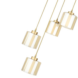 Φωτιστικό Οροφής Kenedy Megapap e27 Μεταλλικό - Γυάλινο Τετράφωτο Χρώμα Χρυσό Ø35x100εκ.