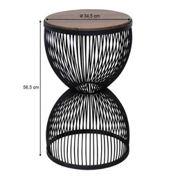 Τραπεζάκι Βοηθητικό Stella Megapap Μεταλλικό - mdf Χρώμα Μαύρο - Καρυδί Ø34,5x56,5εκ.