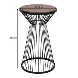 Τραπεζάκι Βοηθητικό Cresta Megapap Μεταλλικό - mdf Χρώμα Μαύρο - Καρυδί Ø34,5x58,5εκ.