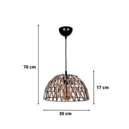 Φωτιστικό Οροφής Simoza Megapap e27 Μεταλλικό - Σχοινί Μονόφωτο Χρώμα Φυσικό Ø30x70εκ.