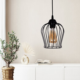 Φωτιστικό Οροφής Fred Megapap e27 Μεταλλικό Μονόφωτο Χρώμα Μαύρο Ø15x60εκ.