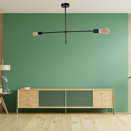 Φωτιστικό Οροφής Nimo Megapap e27 Μεταλλικό Δίφωτο Χρώμα Μαύρο 92x12x57εκ.