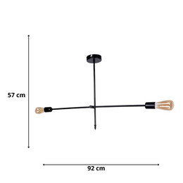 Φωτιστικό Οροφής Nimo Megapap e27 Μεταλλικό Δίφωτο Χρώμα Μαύρο 92x12x57εκ.