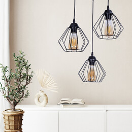 Φωτιστικό Οροφής Bart Megapap e27 Μεταλλικό Τρίφωτο Χρώμα Μαύρο 40x40x80εκ.