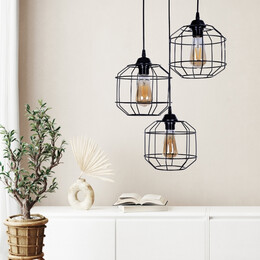 Φωτιστικό Οροφής Rago Megapap e27 Μεταλλικό Τρίφωτο Χρώμα Μαύρο 50x40x80εκ.