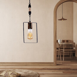 Φωτιστικό Οροφής Pembe Megapap e27 Μεταλλικό Μονόφωτο Χρώμα Μαύρο 14x6x60εκ.