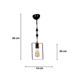 Φωτιστικό Οροφής Pembe Megapap e27 Μεταλλικό Μονόφωτο Χρώμα Μαύρο 14x6x60εκ.