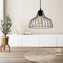 Φωτιστικό Οροφής Arezzo Megapap e27 Μεταλλικό Μονόφωτο Χρώμα Μαύρο Ø30x75εκ.