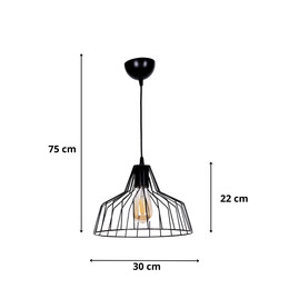 Φωτιστικό Οροφής Arezzo Megapap e27 Μεταλλικό Μονόφωτο Χρώμα Μαύρο Ø30x75εκ.