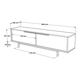 Έπιπλο Τηλεόρασης Φυσικό Μοριοσανίδα/Μέταλλο 160x35.5x45.1cm