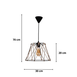 Φωτιστικό Οροφής Andro Megapap e27 Μεταλλικό - Σχοινί Μονόφωτο Χρώμα Μαύρο - Φυσικό Ø30x70εκ.
