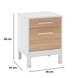 Κομοδίνο London Megapap Χρώμα Λευκό - oak 45x41x60εκ.