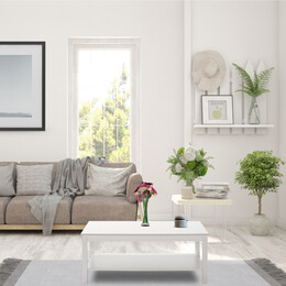 Τραπεζάκι Σαλονιού Rustic Megapap Χρώμα Λευκό 103x60x40εκ.