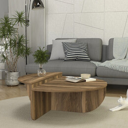 Τραπεζάκι Σαλονιού Nilvia Megapap Χρώμα Καρυδί Ø85x35εκ.