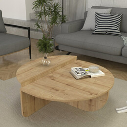 Τραπεζάκι Σαλονιού Nilvia Megapap Χρώμα Sapphire oak Ø85x35εκ.