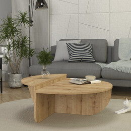 Τραπεζάκι Σαλονιού Nilvia Megapap Χρώμα Sapphire oak Ø85x35εκ.