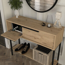 Κονσόλα με Καθρέπτη Suzy Megapap Χρώμα Sapphire oak 90x29,6x76εκ.