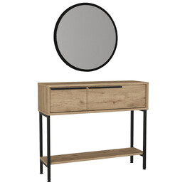 Κονσόλα με Καθρέπτη Suzy Megapap Χρώμα Sapphire oak 90x29,6x76εκ.