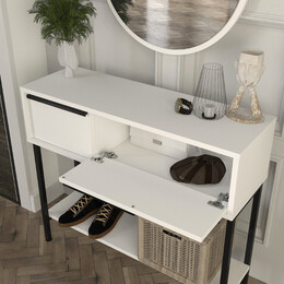 Κονσόλα με Καθρέπτη Suzy Megapap Χρώμα Λευκό 90x29,6x76εκ.