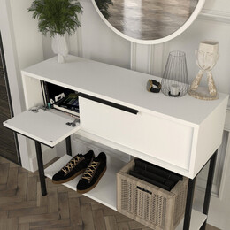 Κονσόλα με Καθρέπτη Suzy Megapap Χρώμα Λευκό 90x29,6x76εκ.