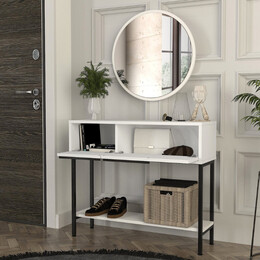 Κονσόλα με Καθρέπτη Suzy Megapap Χρώμα Λευκό 90x29,6x76εκ.