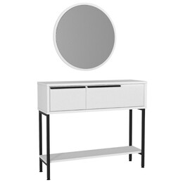 Κονσόλα με Καθρέπτη Suzy Megapap Χρώμα Λευκό 90x29,6x76εκ.
