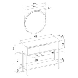 Κονσόλα με Καθρέπτη Suzy Megapap Χρώμα Λευκό 90x29,6x76εκ.