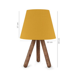 Φωτιστικό Επιτραπέζιο Lander Megapap e27 Ύφασμα pvc - Ξύλο Χρώμα Κίτρινο - Καφέ 22x17x33εκ.