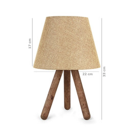 Φωτιστικό Επιτραπέζιο Lander Megapap e27 Ύφασμα pvc - Ξύλο Χρώμα Μπεζ - Καφέ 22x17x32εκ.