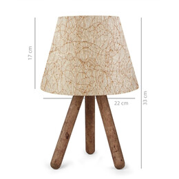 Φωτιστικό Επιτραπέζιο Lander Megapap e27 Ύφασμα pvc - Ξύλο Χρώμα Μπεζ Χρυσό - Καφέ 22x17x32εκ.