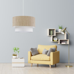 Φωτιστικό Οροφής Whitehouse Megapap e27 Υφασμάτινο Μονόφωτο Χρώμα Μπεζ 30x20x55εκ.