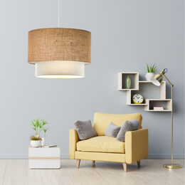 Φωτιστικό Οροφής Whitehouse Megapap e27 Γιούτα Μονόφωτο Χρώμα Μπεζ 30x20x55εκ.