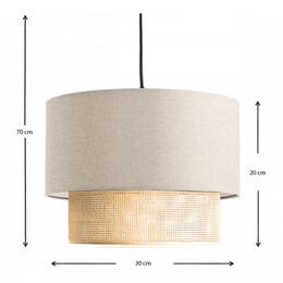 Φωτιστικό Οροφής Lucifer Megapap e27 Υφασμάτινο Μονόφωτο Χρώμα Κρεμ 30x20x70εκ.