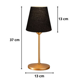 Φωτιστικό Επιτραπέζιο Santo Megapap e27 Ύφασμα pvc Χρώμα Μαύρο - Χρυσό Ø13x37εκ.