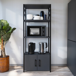 Έπιπλο Κουζίνας Agero Megapap Μεταλλικό - Μελαμίνης Χρώμα Ανθρακί 56,1x30x138,3εκ.