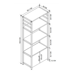 Έπιπλο Κουζίνας Agero Megapap Μεταλλικό - Μελαμίνης Χρώμα Ανθρακί 56,1x30x138,3εκ.