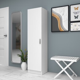 Ντουλάπα Ρούχων - Παπουτσοθήκη Petro Megapap Μονόφυλλη Χρώμα Λευκό 45x38x180εκ.